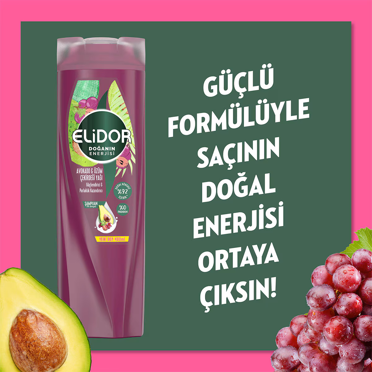 Elidor Doğanın Enerjisi Şampuan Avokado&Üzüm Çekirdeği 400 ml - Görsel 2