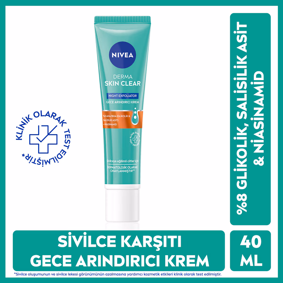 Nivea Derma Skin Clear Night Exfoliator Gece Arındırıcı Krem 40 ml